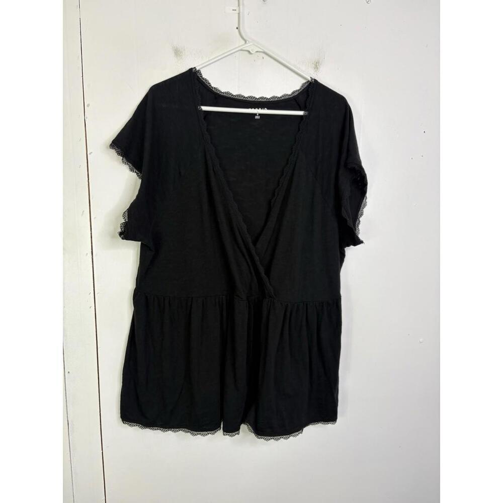 Torrid Top Womens 4X Surplice Babydoll Lace Trim Peplum Stretch Lightweight - Picture 2 of 11